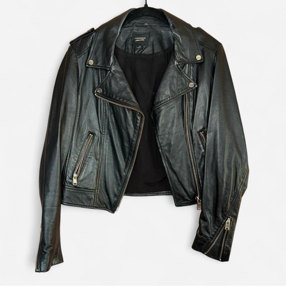Lamarque Black Leather Biker Jacket - Picture 3 of 5